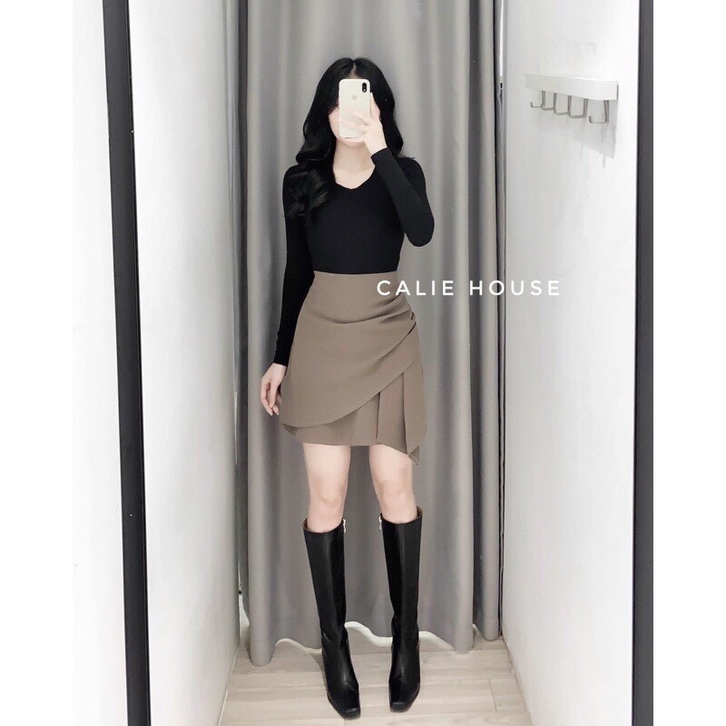 Chân váy chữ A vạt chéo xếp ly hàng cao cấp mẫu mới 2021