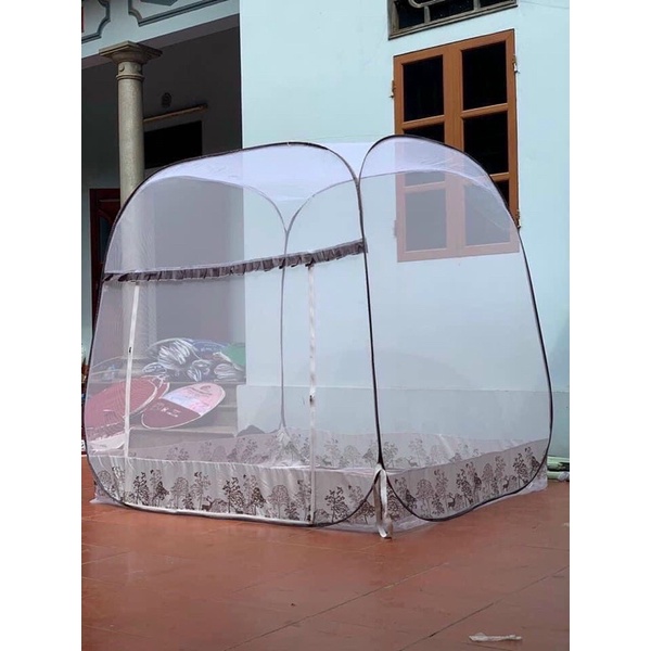Màn chụp tự bung đỉnh vuông Hậu Bạn - Mẫu mùng chụp tự bung người lớn chống muỗi gấp gọn tiện dụng