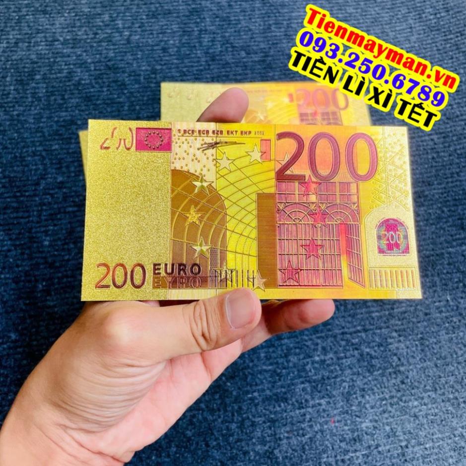 Tờ Tiền Kỉ Niệm 200 EURO Plastic Mạ Vàng Lì Xì Tết May Mắn