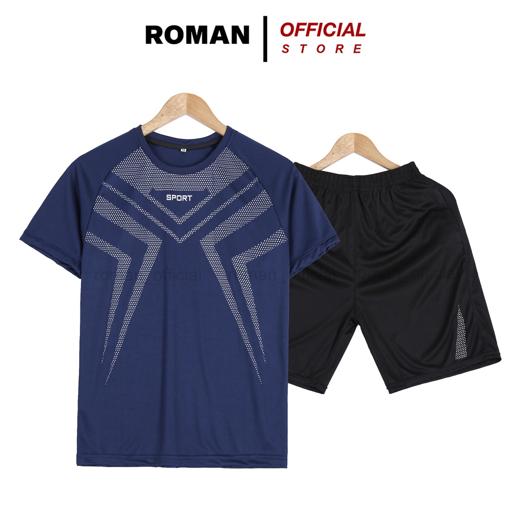 Bộ quần áo nam mùa hè thể thao vải thun lạnh co giãn thoáng mát ROMAN B03