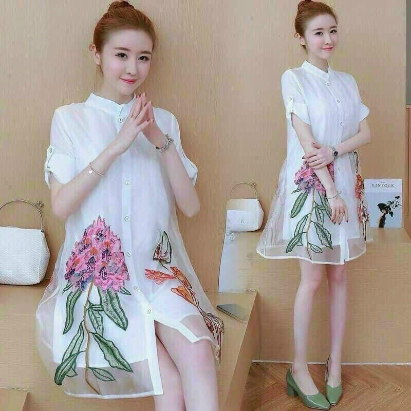 Hàng mới về ❌Đầm suông in hoa y hình.bao đẹp chuẩn shop