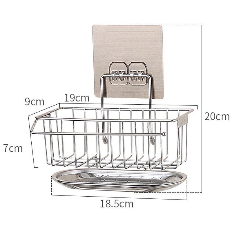 Giá Inox Để Rẻ Rửa Bát Có Khay Hứng Nước, Treo Khăn Dán Tường Tiện Lợi