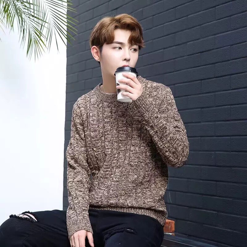 Áo len nam cổ tròn vặn thừng dày dặn màu kiểu dáng trẻ trung phù hợp với nhiều lứa tuổi