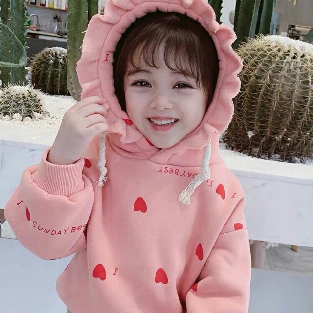 Áo nỉ mũ bèo cho bé