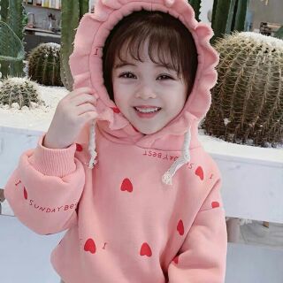 Áo nỉ mũ bèo cho bé
