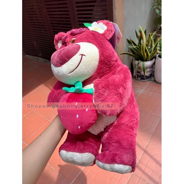 Gấu bông thơm dâu tây Lotso ToyStory3 Disney ôm trái dâu chính hãng Potdemiel 2022 cao cấp hàng loại 1