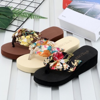 Dép Bánh Mì Xỏ Ngón Quai Vải Hoa Văn Xinh Xắn Cao 3 Phân Và 7 Phân Size 35-40 - Hàng Nhập Quảng Châu - Lucky Girl shop
