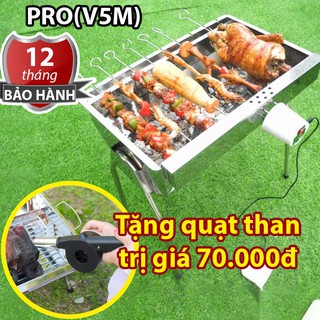 [ Tặng Quạt Than] Bếp Nướng INOX Tự Xoay Cỡ Trung|PRO Than Hoa BBQ  - Bếp Nướng BBQ Ngoài Trời
