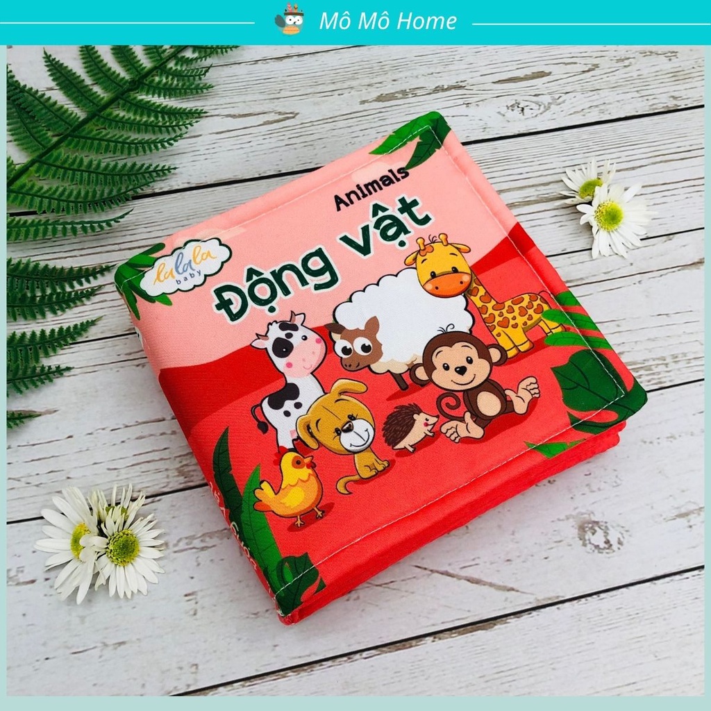 Sách vải Lalala baby Chính hãng, kích thích đa giác quan chủ đề Động vật. Kích thước 15x15cm