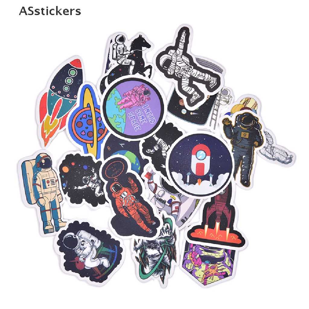 Set 50 Sticker Hình Phi Hành Gia Dán Trang Trí Ván Trượt / Laptop / Hành Lý