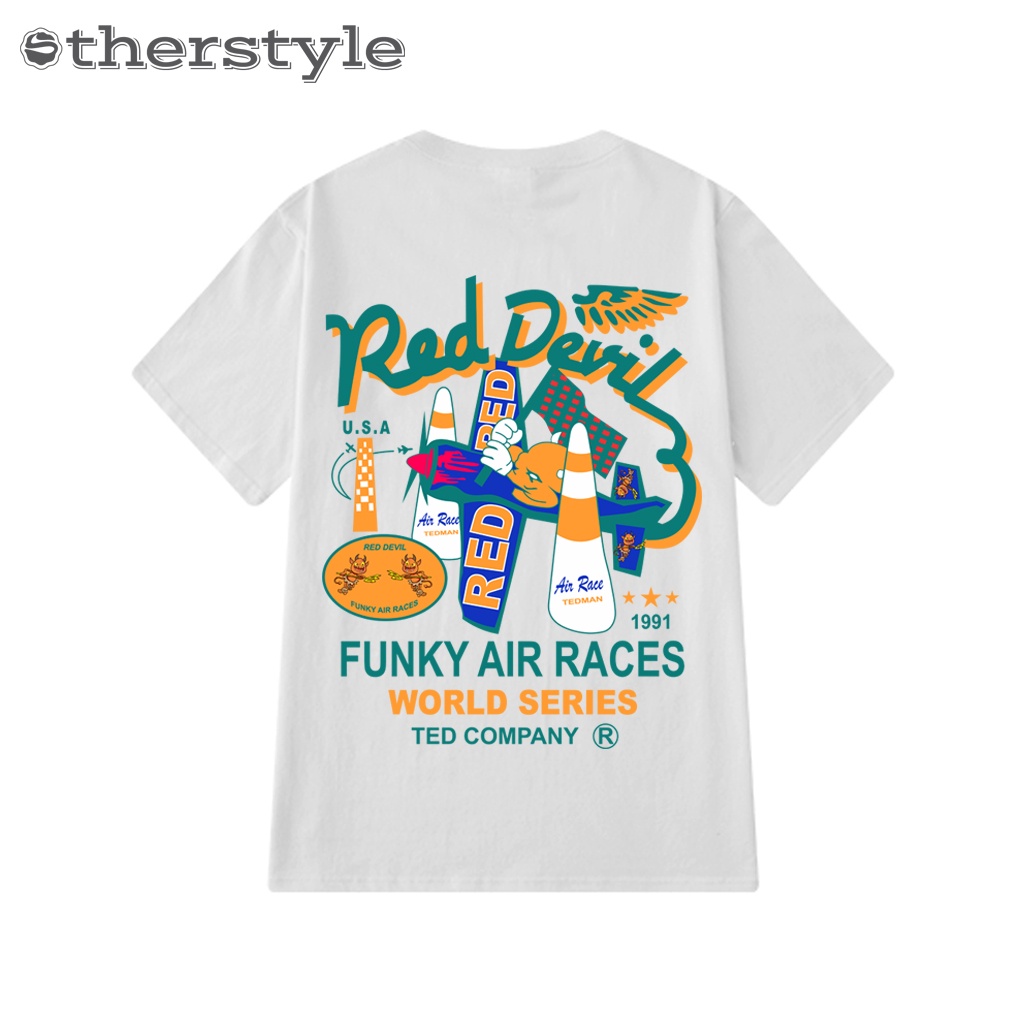 Áo thun unisex tay lỡ form rộng red devil, áo phông phom rộng cổ tròn chất cotton mềm mịn giá rẻ thương hiệu Otherstyle