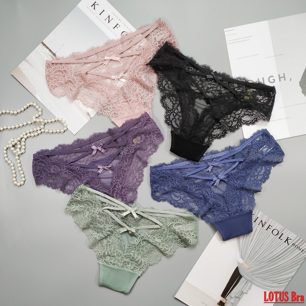 Quần lót ren nữ Pink Play phối dây nơ sexy_NuciFera