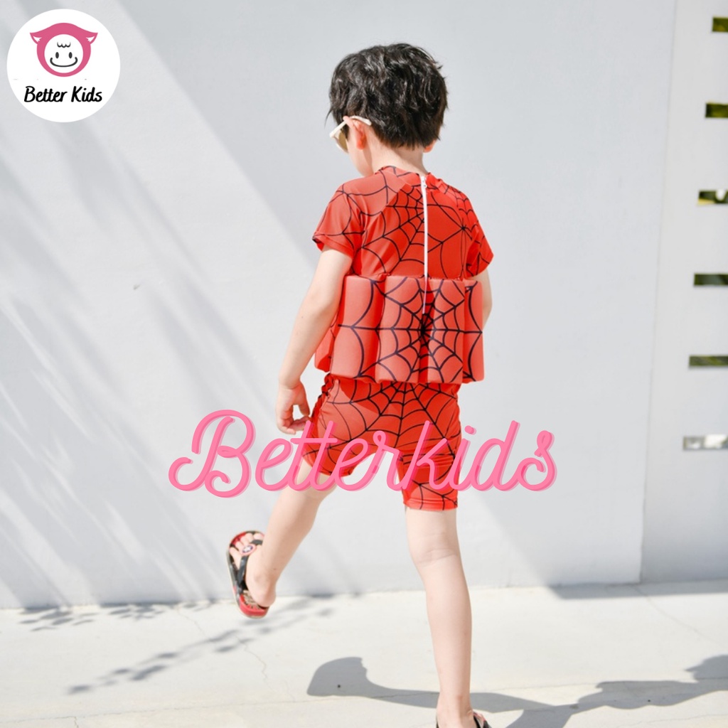 Đồ Bơi Người Nhện Cho Bé Kèm Mũ Và Phao Trợ Nổi