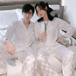  Bộ pijama lụa gấm cổ đức áo dài quần dài thiết kế kẻ ô vuông siêu sang chất vải mềm mịn mát 