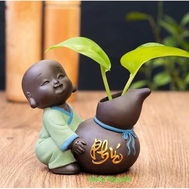 Combo 3 chậu chú tiểu Phúc Lộc Thọ tặng phụ kiện ngẫu nhiên