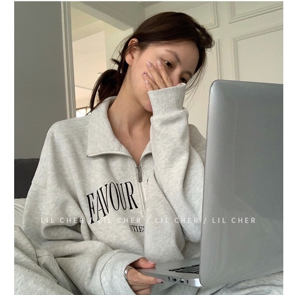 Porozi  Áo sweater  tay dài màu sắc đơn giản thời trang cho nữ