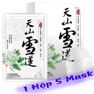 Mặt nạ phục hồi da lão hóa và dưỡng ẩm cao cấp Lovemore Sen Tuyết (5 miếng/hộp) - Trắng