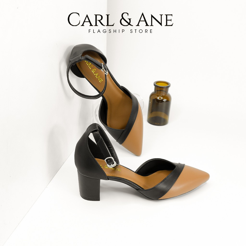 Carl &amp; Ane - Giày cao gót phối mũi phong cách Hàn Quốc màu kem phối bố - CL017