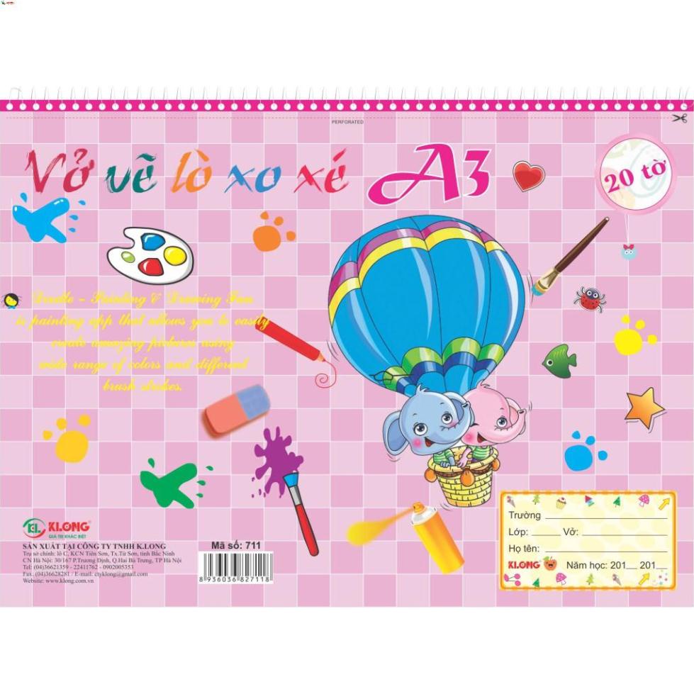 -Vở vẽ lò xo xé A3; MS: 711 [Klong]