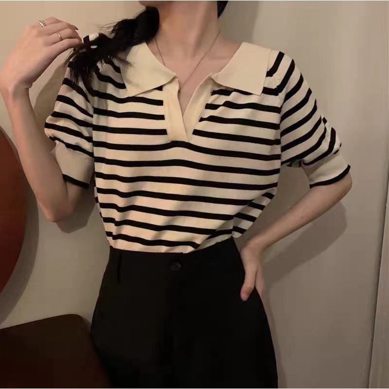 【Hana and Alice】Áo Thun polo Tay Ngắn Phong Cách Hong Kong Thời Trang Mùa Hè Mới 2023
