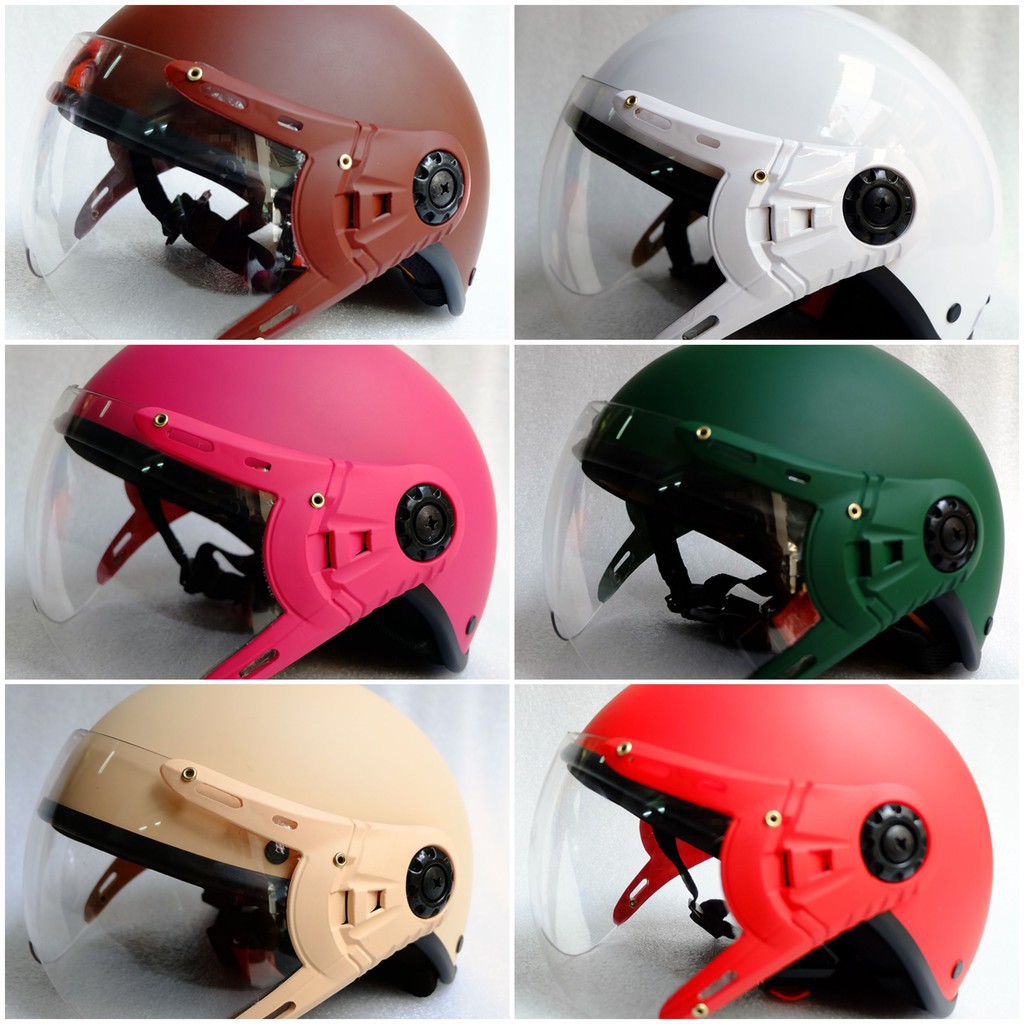 Mũ Bảo Hiểm Nửa Đầu có kính càng - Nón 1/2 A33K - 17 Màu lựa chọn