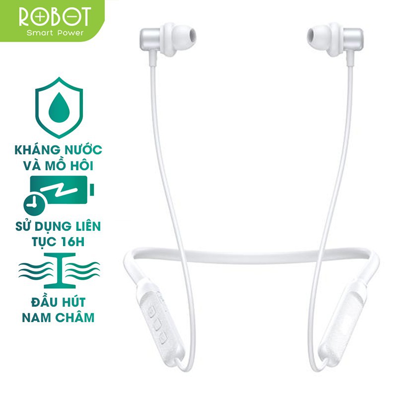Tai Nghe Thể Thao Bluetooth ROBOT N10 Chống Nước IPX4 Kiểu Dáng Thể Thao - Âm Thanh Trung Thực Sắc Nét-Hàng Chính Hãng