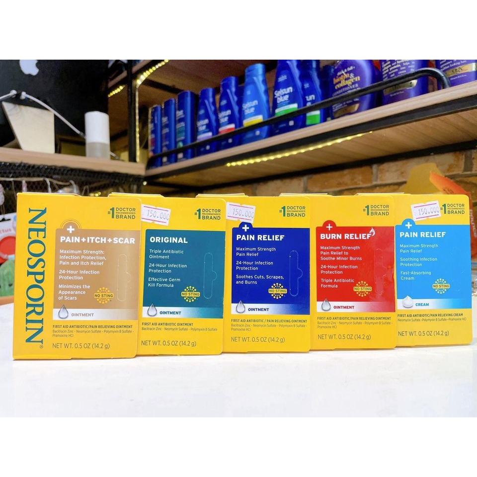 Kem Mỡ Kháng sinh Hỗ Trợ Vết Thương bỏng Neosporin Original Ointment - nhiều màu