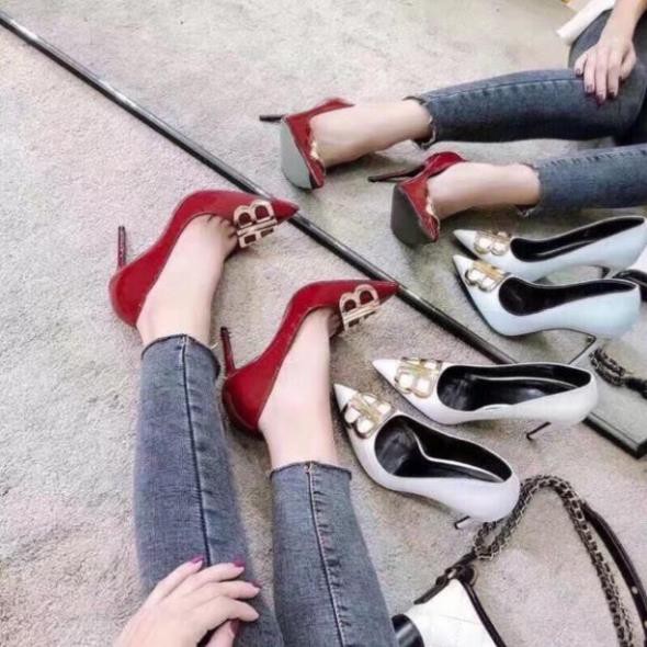 Hạ Giá - GIÀY CAO GÓT MŨI NHỌN KHOÁ BB DA BÓNG ĐẸP XUẤT SẮC LUÔN Nw123