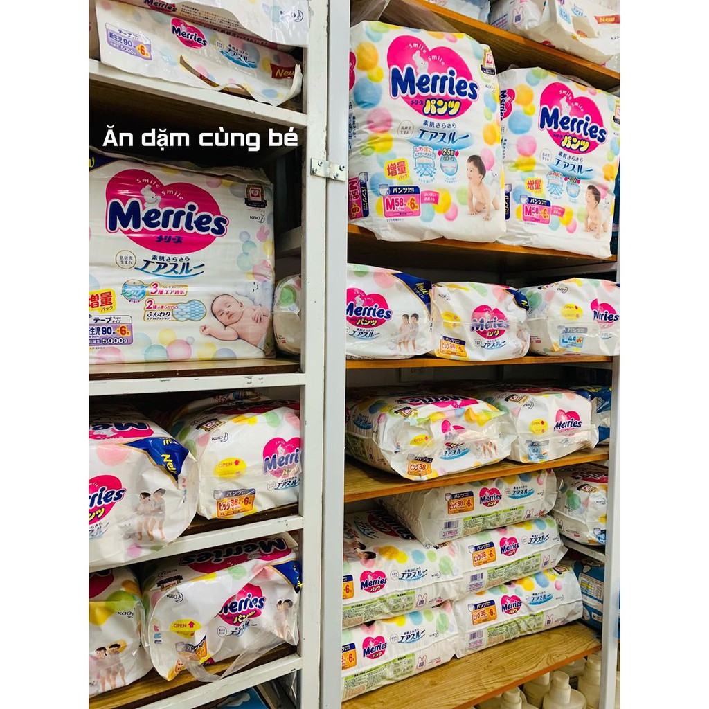 (Cộng Miếng) Bỉm Dán, bỉm Quần Merries Nội Địa Nhật NB96/S88/M68/L58/M64/L50/XL44/XXL26/XXL28