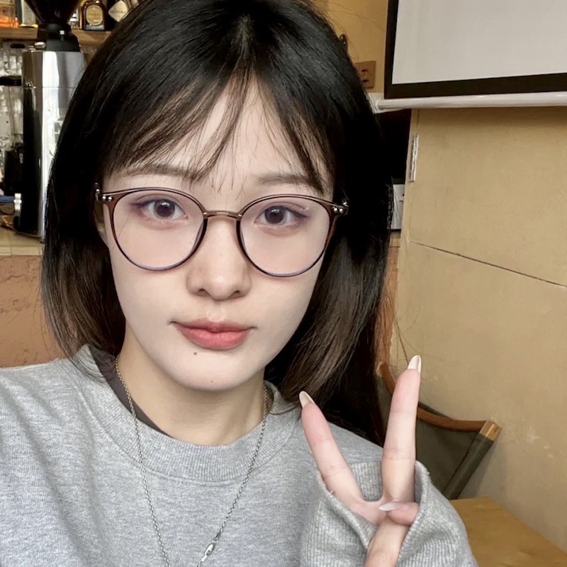 Mắt Kính Gọng Kim Loại Chống Bức Xạ Phong Cách Retro Hàn Quốc Cho Nam Nữ