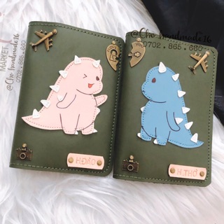 (Chat chốt tên-chọn màu) vỏ hộ chiếu khủng long