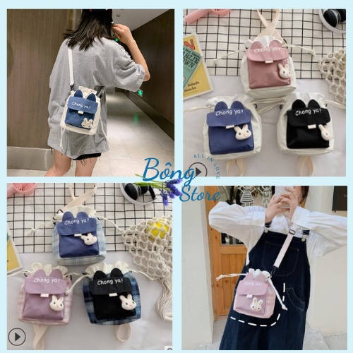 Túi Vải Canvas, Túi Đeo Chéo BÔNGSTORE Phong Cách Hàn Quốc Trẻ Trung Xinh Xắn Dành Cho Nữ