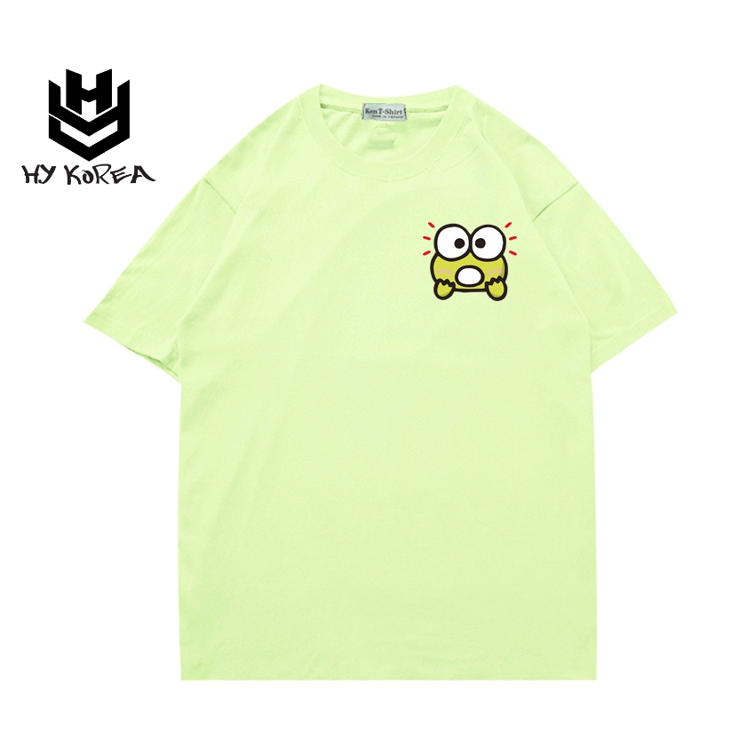 Áo thun tay ngắn cute HY KOREA nam nữ Vải cotton 75% form rộng in hình Ếch Wow 490