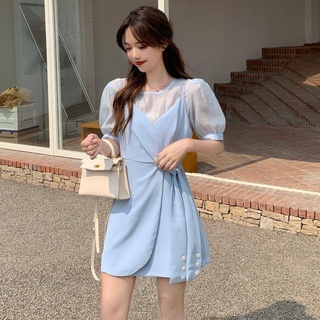 Đầm Giả Hai Mảnh Dáng Ôm Phong Cách Hàn Quốc Thời Trang Mùa Hè 2021 Hàng Mới