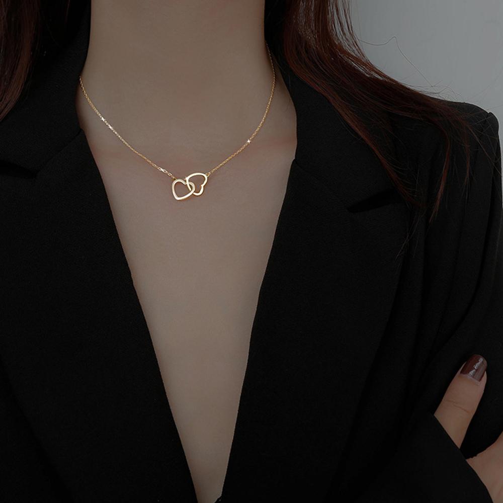 MXGOODS Vòng cổ Mặt Trái Tim Đôi