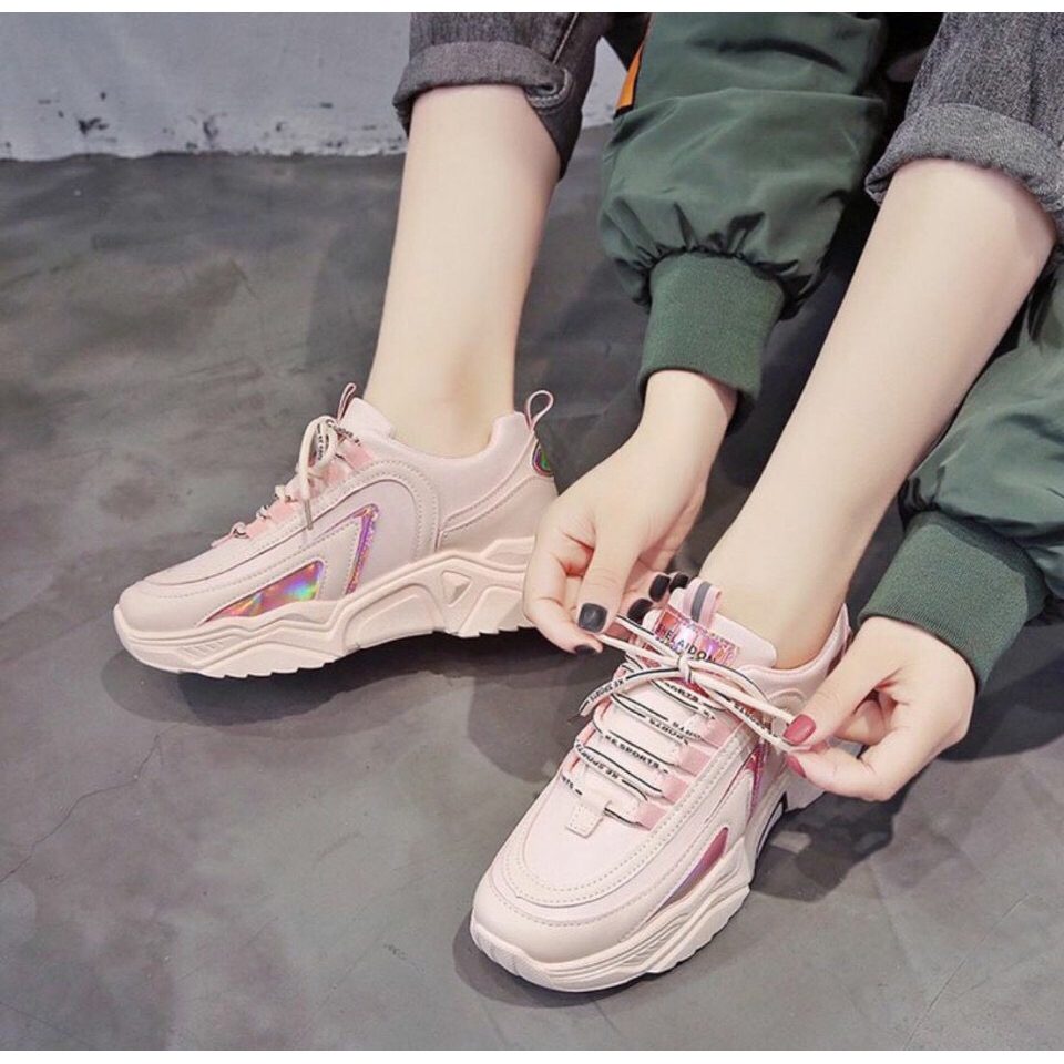 [Mã FAGREEN245 giảm 10% tối đa 30k đơn từ 99k] Giày thể thao nữ màu hồng phối màu phong cách hàn quốc B67