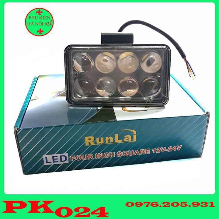 Bộ 2 Đèn Trợ Sáng RunLai 8 Bóng Cao Cấp 12-24VDC 24W