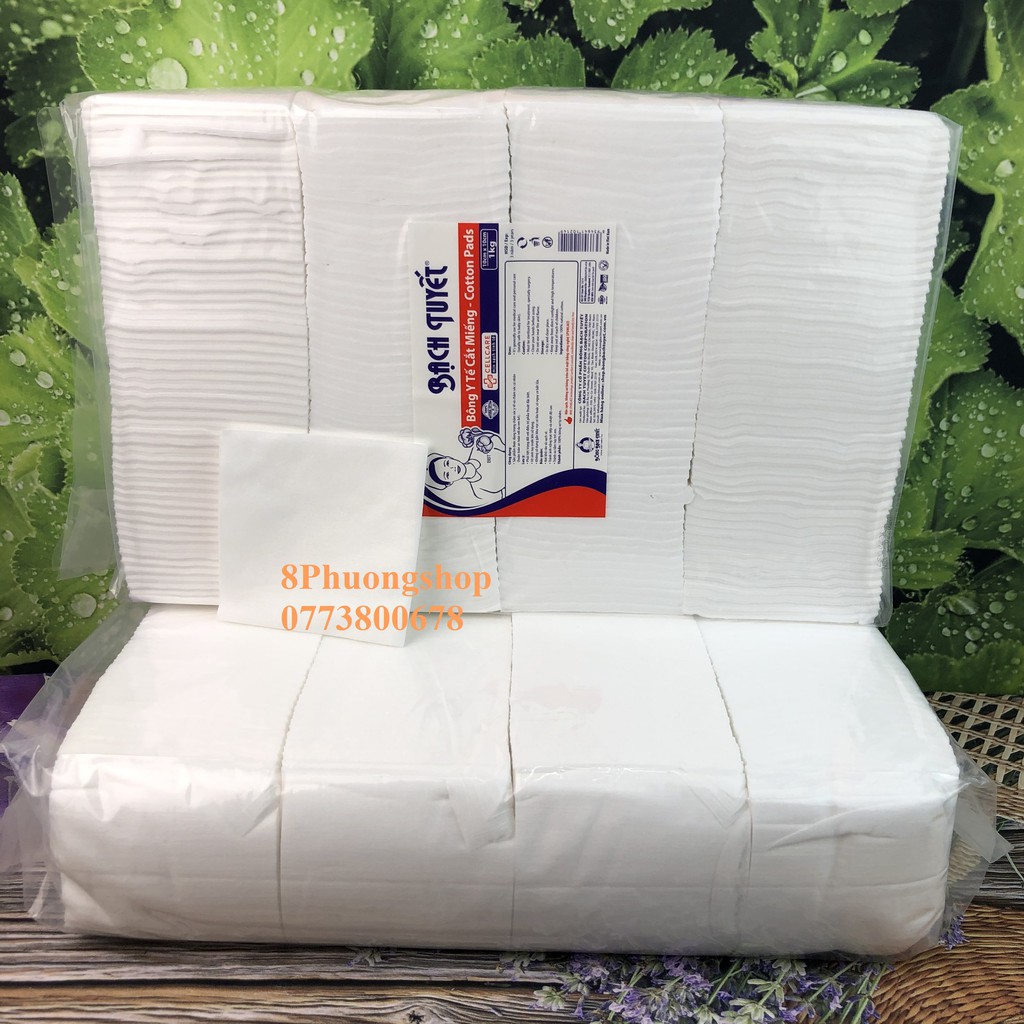 Bông Bạch Tuyết cắt sẵn cho bé gói 1kg - Bông gòn cắt miếng sẵn gói 1kg Size 7x7/ 10x10 Hàng chính hãng