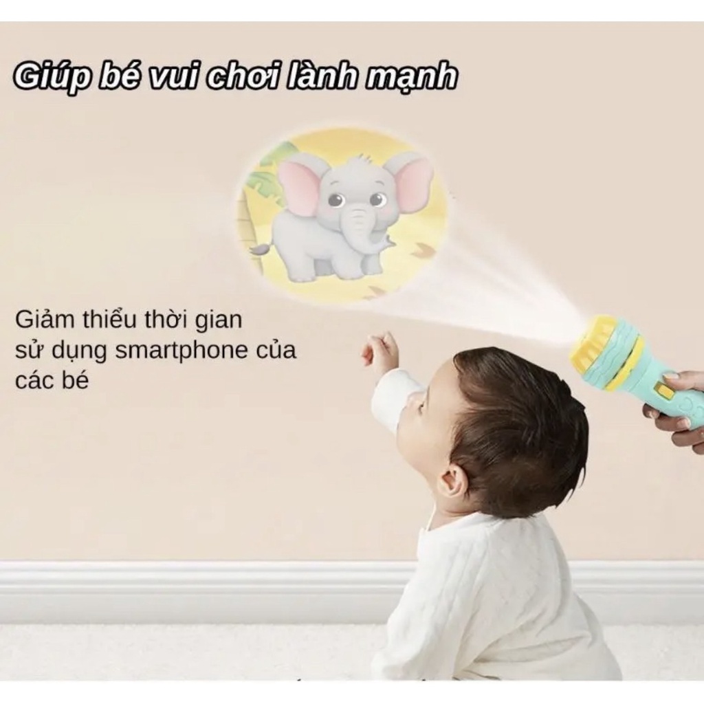 Đèn Pin chiếu hình 80 hình động vật cho bé