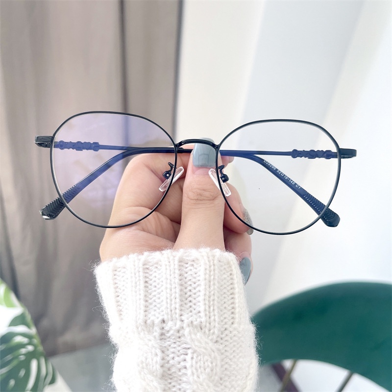 Mắt kính gọng tròn kim loại phong cách retro thời trang Hàn Quốc