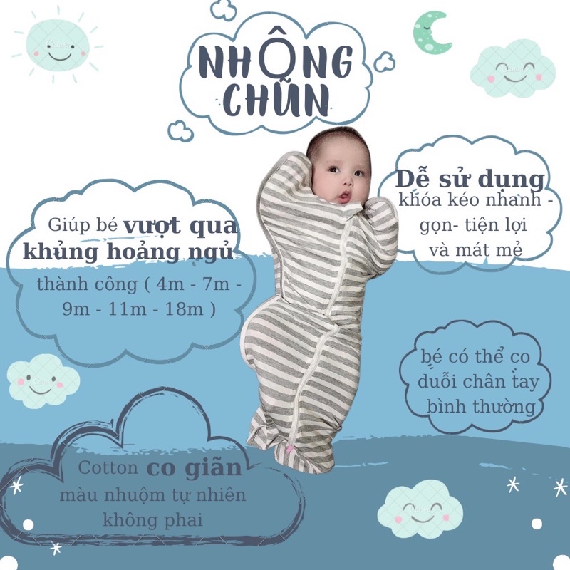 [CHẤT XỊN] Quấn Chũn Quấn Ngủ Cổ Điển, Chăn Quấn Sơ Sinh, Ủ Kén  cho bé