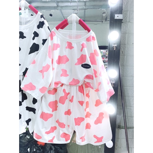 [GIÁ HUỶ DIỆT] Bộ Bò Sữa Shorts Logo - Set Bò Sữa Đùi Mặc Đi Chơi Ở Nhà Chất Đẹp( có video ảnh thật)