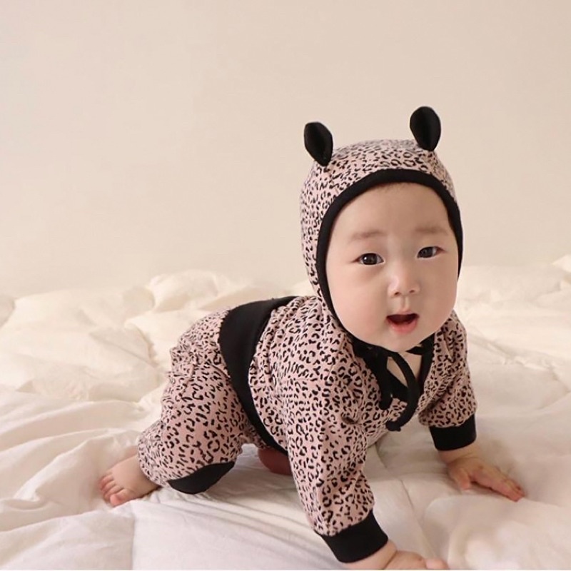 Set da báo, set bộ thu đông màu beo cho bé phong cách Hàn Quốc