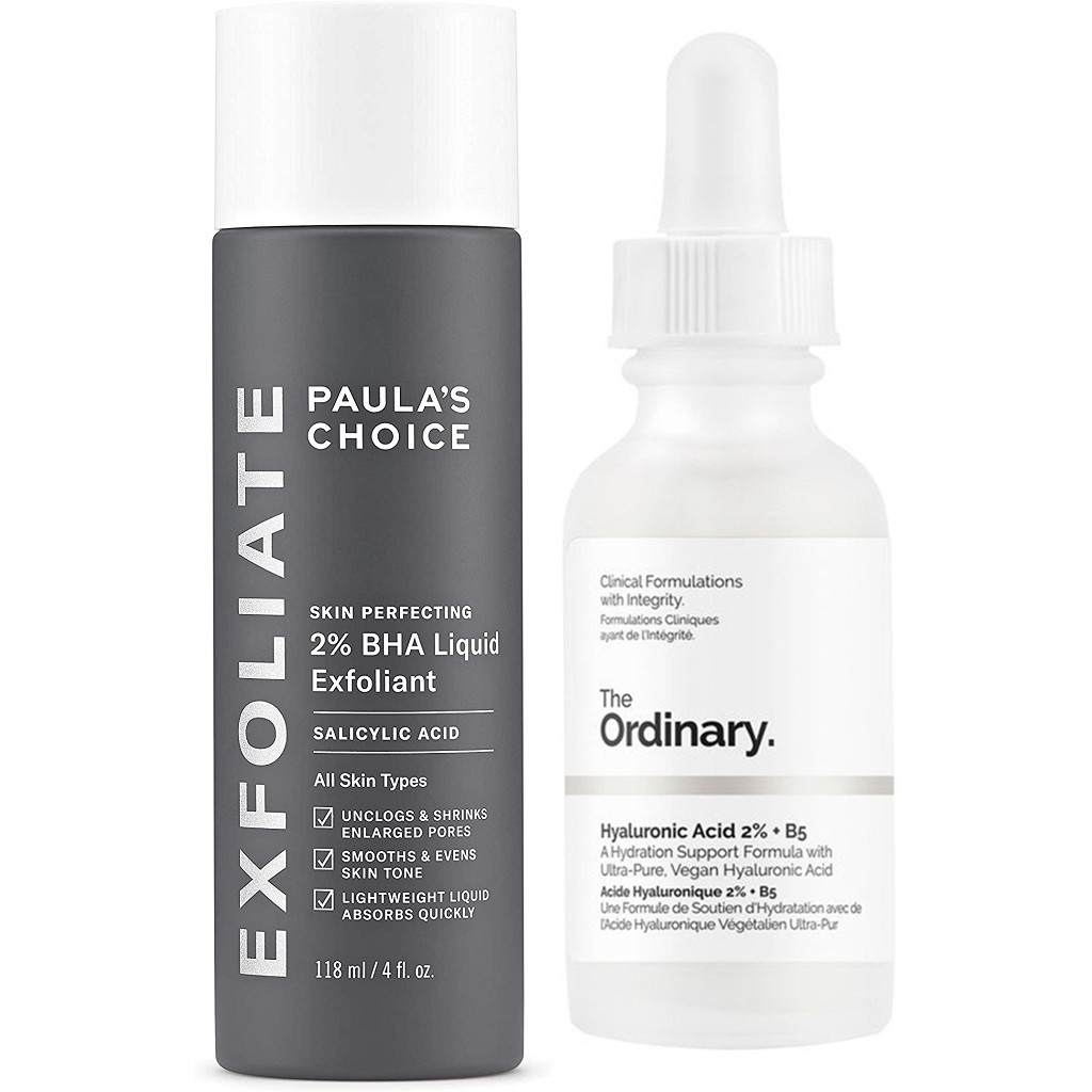 Paula's Choice BHA 2% + Serum The Ordinary Hyaluronic Acid 2% + B5 - COMBO giảm mụn ẩn và căng bóng da