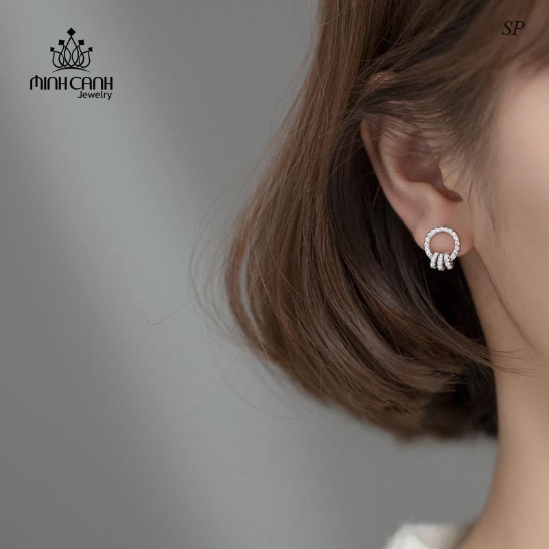 Khuyên Tai Bạc Nữ Vòng Tròn Lồng Nhau - Minh Canh Jewelry