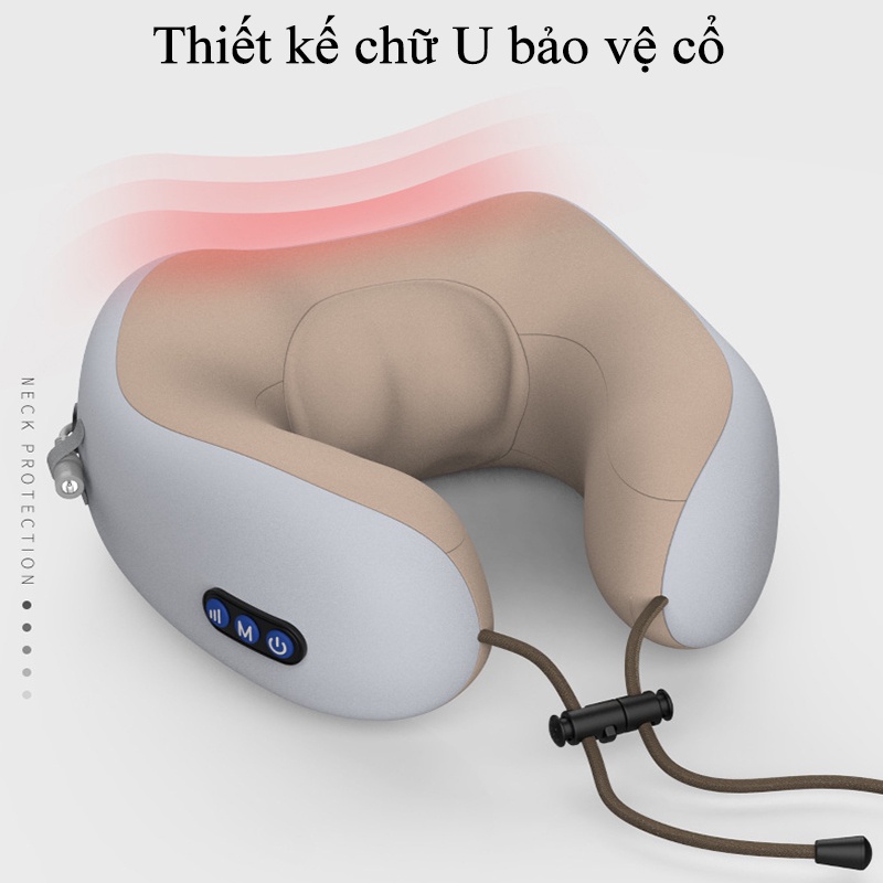 Gối massage cổ chữ U đa năng cao cấp, Máy mát xa cổ vai gáy hiệu quả kiêm gối ngủ tiện lợi 4 trong 1