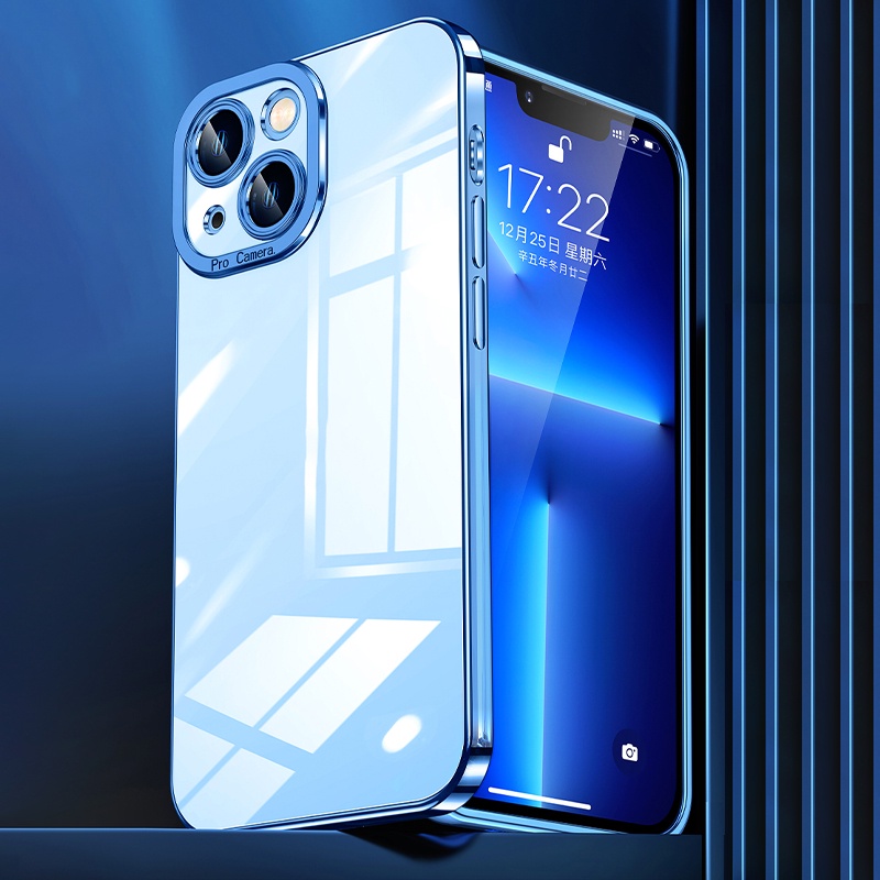 Ốp Điện Thoại Silicon Mềm Trong Suốt Mạ Viền Sang Trọng Dành Cho iPhone 13 12 Pro XS Max 13 Mini