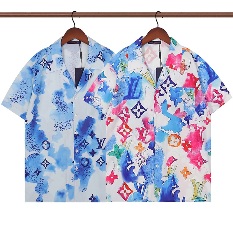 Lv Áo Thun cotton Ngắn Tay In Họa Tiết Thời Trang Cho Nam Nữ