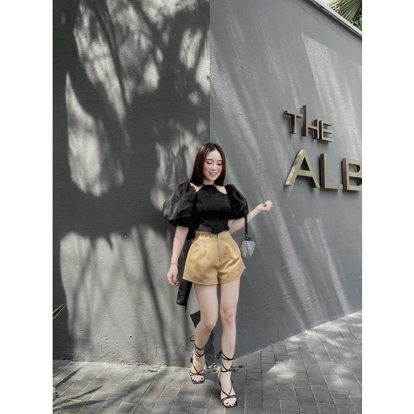 SET ÁO YẾM ĐEN KÈM SHORT NUDE