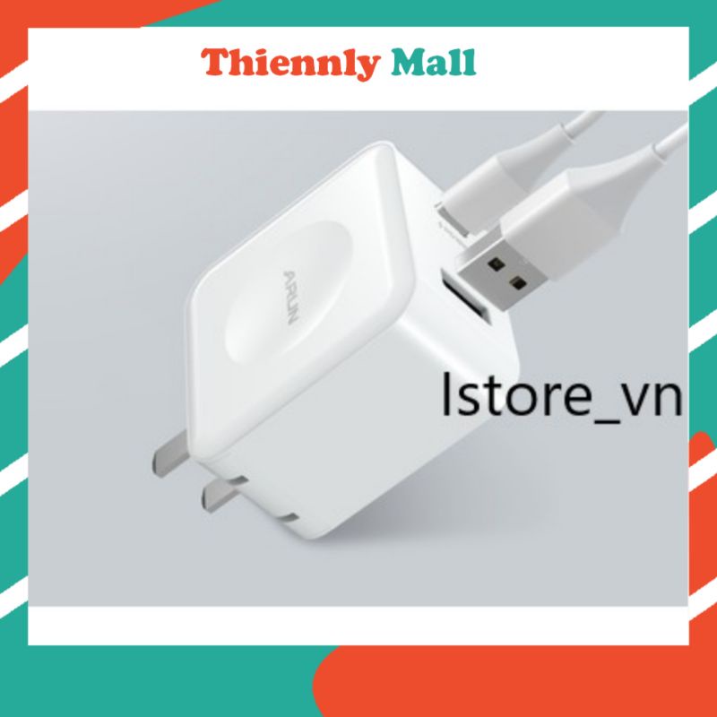 Củ sạc nhanh Arun vuông PD18w. Cổng PD và USB.